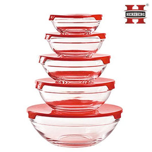 Herzberg HG-5007;Transparent glass bowls Set 10pcs