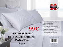 Herzberg HG-7048PP; High quality pillow, pack of four 4pcs