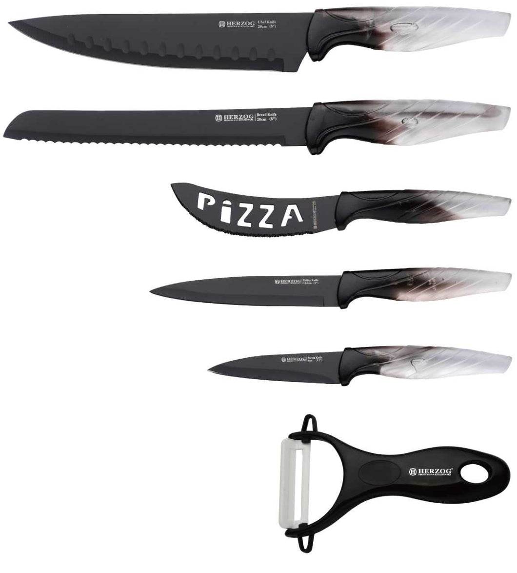 Herzorg HR-MN5; Set of knives in ceramic coating 6pcs