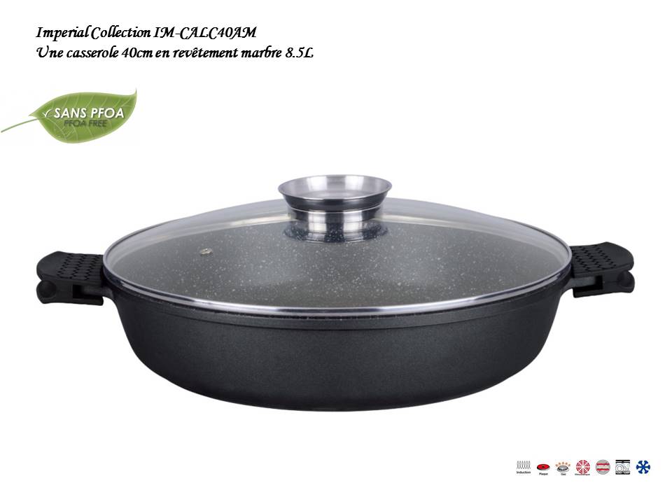 Imperial Collection IM-CALC40AM; A low saucepan 40cm in marble 8.5L