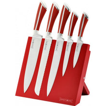 Royalty-Line RL-MG5R, Stainless Steel Knife Set with Magnetic Stand  5 Pcs