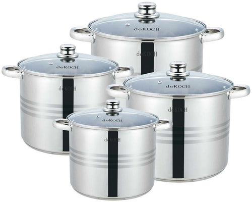 deKOCH PREMIUM DK-SP8; 8pcs Stainless Steel Cookware Set