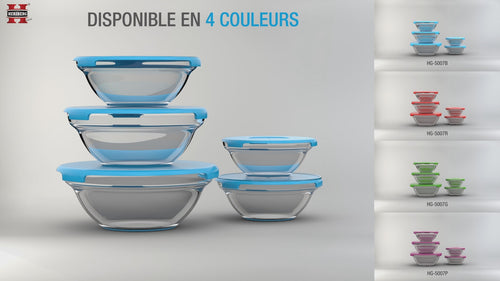 Herzberg HG-5007;Transparent glass bowls Set 10pcs