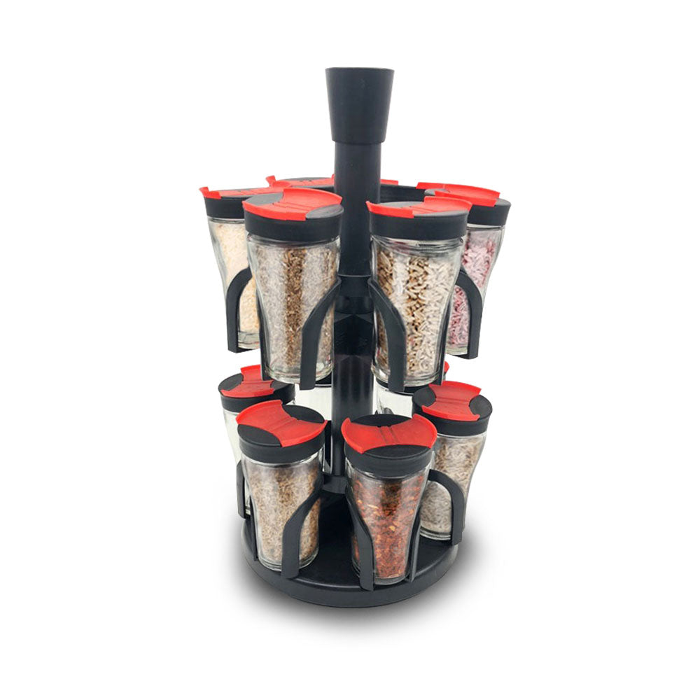 Herzberg HG-6004; Spice rack with 12 glass jars