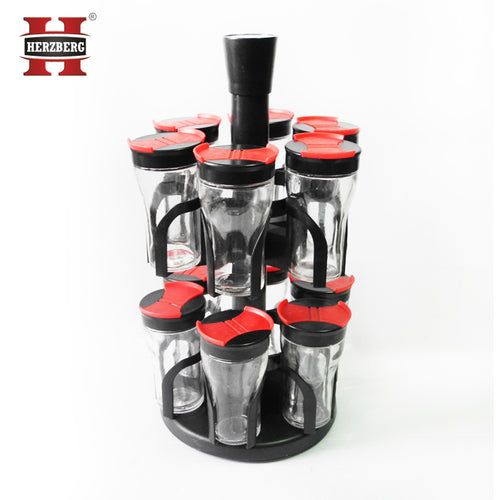 Herzberg HG-6004; Spice rack with 12 glass jars