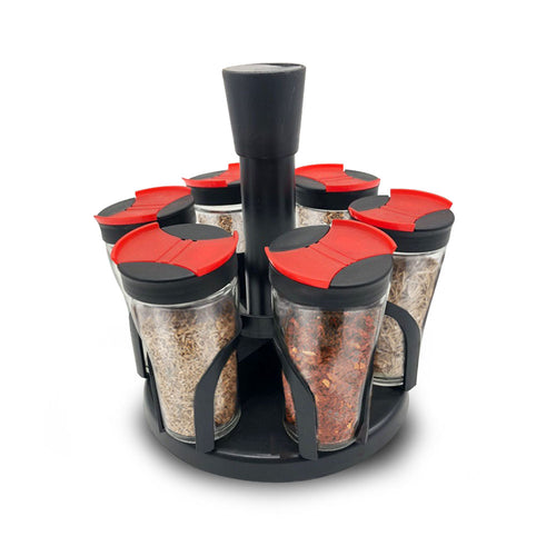 Herzberg HG-6005; Spice rack with 6 glass jars