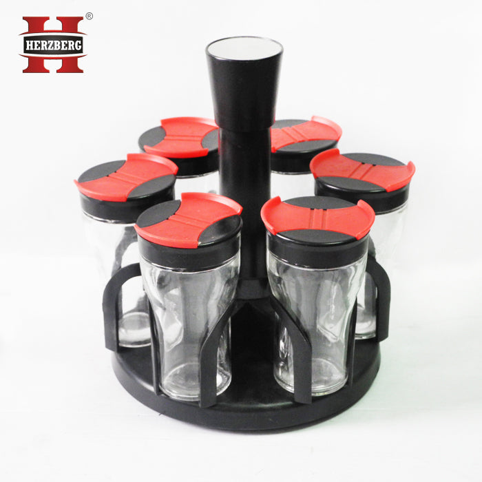 Herzberg HG-6005; Spice rack with 6 glass jars